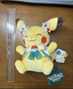 ポケパークカントー限定　ピカチュウ帽子なし　マスコットぬいぐるみ　カーニバル衣装のサムネイル