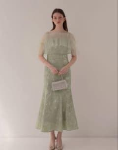 Leja】チュールフリルボレロペイントマーメイドワンピースドレス結婚式