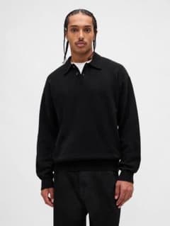 GAP ダークグレー ニットポロセーター S - メルカリ