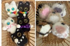 1 냥 330 엔 푹신푹신 검은 고양이 & 흰 고양이 열쇠 고리 신생활