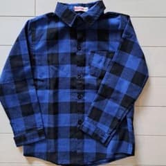 JOMAKE 長袖シャツ 140cm 青黒チェックのサムネイル
