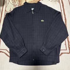 LACOSTE チェック スイングトップ ドリズラージャケット ネイビー 短丈のサムネイル
