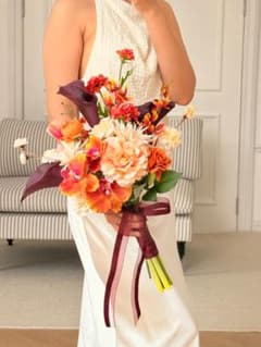 トレンド感満点 胡蝶蘭とカラーのブーケ 結婚式 前撮り HC17のサムネイル
