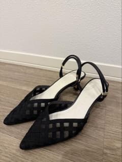 LE TALON メッシュ アンクルパンプス ブラックのサムネイル