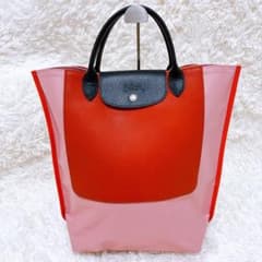[未使用級]ロンシャン トートバッグ カバス M ピンク レッド A4収納 未使用級]ロンシャン トートバッグ カバス M ピンク レッド A4収納