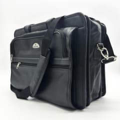 AA7 Samsonite All-Leather Briefcase, 3-Compartment, Large Capacity, 2-Way, Black