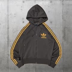 (y2k 00s)adidas originals ジップパーカー ブラウン adidas 00s パーカー ジップアップ フーディ ブラウン L 茶色 刺繍