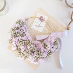 一点もの　かすみ草とニュアンスカラーのスターチスのハーフリースのサムネイル