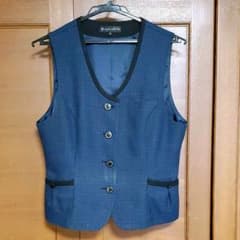 ♦値下げ♦事務服 ベスト ツイード調 13号 青のサムネイル