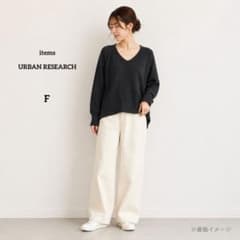 ITEMS URBAN RESEARCH V-neck knit, FREE size, black, long sleeves
