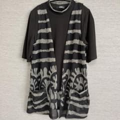【美品】アジアンテイスト　チュニック　Tシャツ　シースルーベストのサムネイル