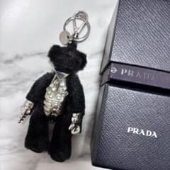 PRADA ベア チャーム キーホルダー メタル ラインストーン ロボット