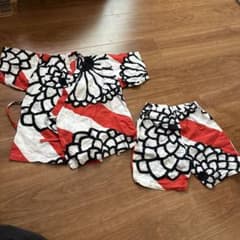 unico様専用　　SOU-SOU 赤白花柄甚平 100cmのサムネイル