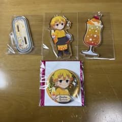鬼滅の刃 クリームソーダパーラー アクリルスタンド 缶バッジ 我妻善逸
