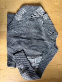 ZARA KNIT 切り替えニットセーター グレーのサムネイル