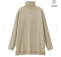 GU リブタートルネックニットチュニックのサムネイル
