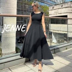 人気！【2025SS】 美シルエットサマーニットワンピース ジェンヌ 黒 M 