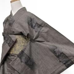 大島紬 小紋 身丈169 裄68 泥染 絣 花模様 着物 051b p - メルカリ