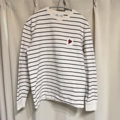 ZARA 長袖カットソー ボーダー ハートワッペン付 Sのサムネイル