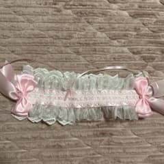 ヘッドドレス ピンク レース リボン コスプレのサムネイル