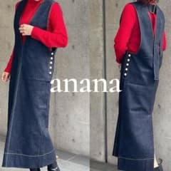 美品⭐︎anana パールボタン バックベルト デニムスカート サロペット