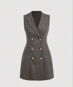 SHEIN チェック柄 ノースリーブ ミニワンピースのサムネイル
