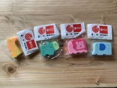 【当時物・完全未開封】第一勧銀 ノベルティ動物消しゴム 4点セット　ヘッダー付きのサムネイル