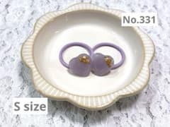 No.331 ハート ミニ　レジンヘアゴム ベビー キッズ 2個 パープル 金箔のサムネイル