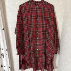 お値下げ！R&D.M.Co- タータンチェックスタンドカラーロングシャツ 