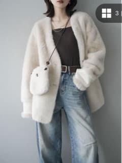 リュミエ lumier ノーカラーエコファーコート - メルカリ