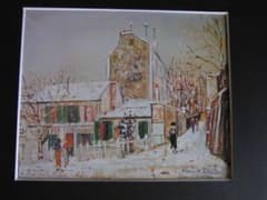 モーリス・ユトリロ、【雪のラパン・アジル】、希少な額装用画集より