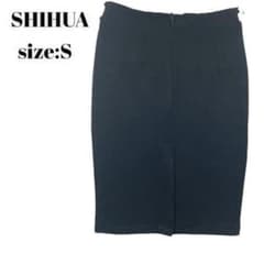 SHIHUA 스커트 무릎 길이 타이트 블랙 S 청초 우아한 세련된