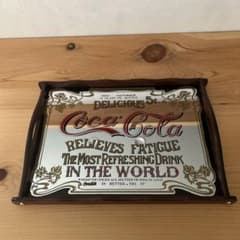 Coca-Cola ヴィンテージパブミラー・トレー コカ・コーラ ヴィンテージ風 ミラー 80〜90年代 木製 トレイ型