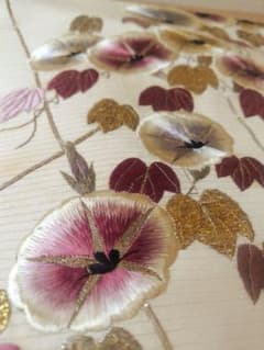 アンティーク 正絹 絽 朝顔 金駒刺繍 夏なごや帯 - メルカリ
