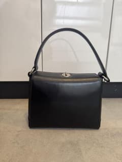 gucci ターンロック レザーハンドバッグ オールド グッチ 黒 シルバー 