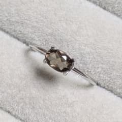 宝石質スモーキークォーツAAA ファセットカット フリーリング 指輪