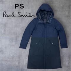 最終価格 ポールスミス ダウンコート フード付き　 裏地マルチカラー 通勤OK 美品 PSポールスミス ダウンコート フード ダブルジップ 38 M バイ