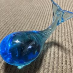 クジラ 鯨 ガラス細工 置物 青 ブルー - メルカリ