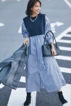 最終値下げ ハイク HYKE ストライプ ロングシャツワンピース M - メルカリ