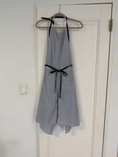 エプロン＊紺ストライプ（ハンドメイド）薄地のサムネイル