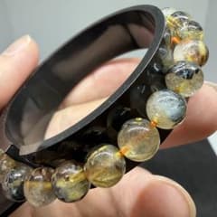 244 ブレスレット ゴールドタイチン ルチルクォーツ 金運 7.5mm〜8mm