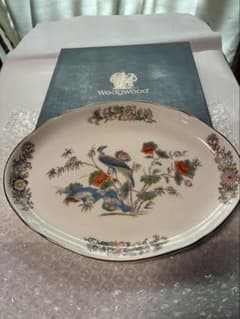 Wedgwood 花と鳥のデザイン皿 楕円形 黒壺印 クタニクレーン - メルカリ