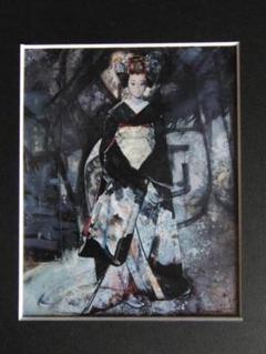 鶴岡義雄、先笄、希少画な集画、状態良好、新品高級額・額装付 鶴岡義雄、先笄、希少画な集画、状態良好、新品高級額・額装付