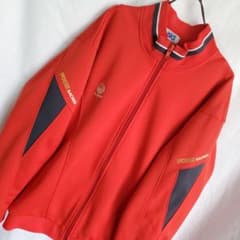 80s アシックス asicsレトロジャージ トラックトップ 赤 リブライン