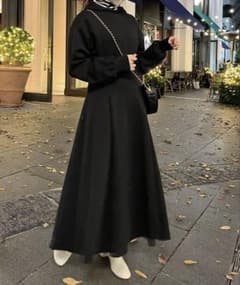 one after another NICE CLAUP パーカーワンピース 黒のサムネイル