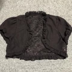 ドレス羽織りレース結婚式お呼ばれ二の腕カバーボレロ黒ブラックのサムネイル