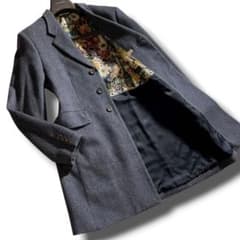 カシミヤ100% 裏地総柄 ポールスミス チェスターコート グレー L 花柄 カシミヤ100% 裏地総柄 ポールスミス チェスターコート グレー L 花柄