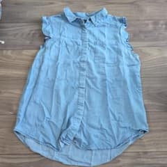WHO WHAT WEAR デニム ノースリーブ シャツ Lのサムネイル