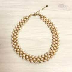 【結婚式】パール ネックレス チョーカー ゴールド　バングル　ブレスレット付きのサムネイル
