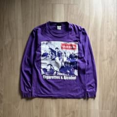激レア 90s oasis オアシス 長袖カットソー パープル バンドTシャツ 
